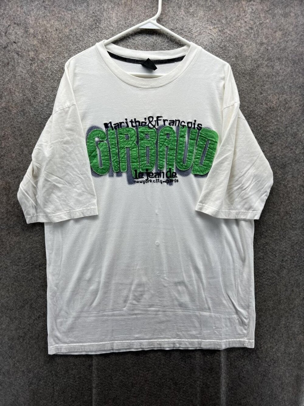 Marithe Francois Girbaud Shirt Mens XL White Big Logo Stitch Tee Streetwear